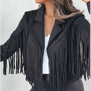 Black fringe jacket‎